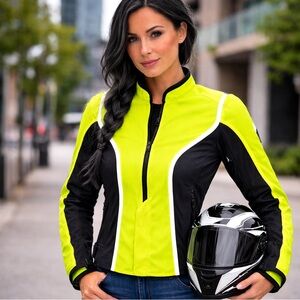 Firstgear High-visibility Mesh Motorcycle Jacket w/ integrated protective armor